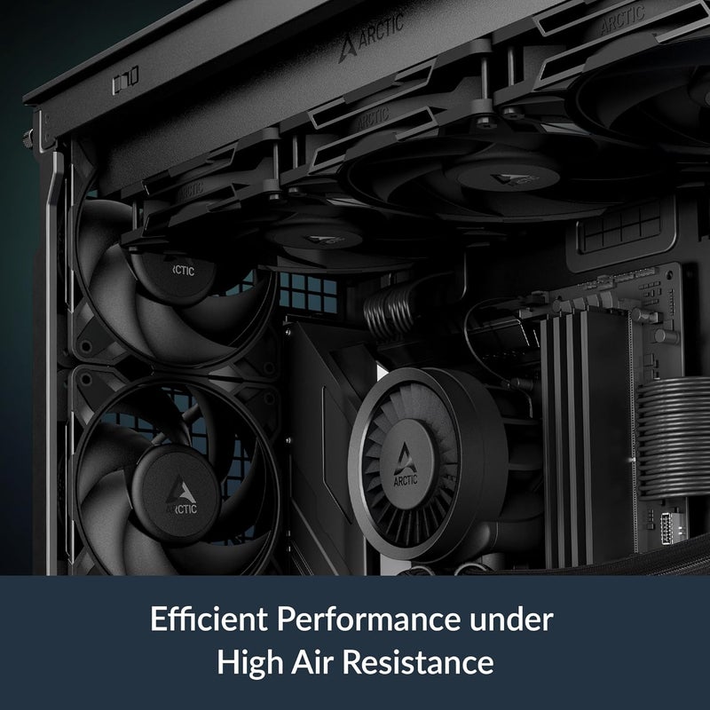 Arctic P12 Pro PST - 5 عبوة - مروحة قوية متميزة، مروحة 120 مم PWM مع موصل Y، 600-3000 دورة في الدقيقة، 0 دورة في الدقيقة <5% PWM، محمل ديناميكي سائل، 4 دبابيس - أسود - Image 3